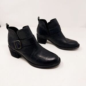 Born Black Buckle Short Ankle Booties Size 7.5